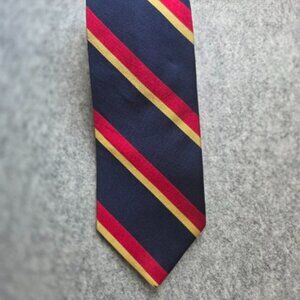 Jos A Bank, Executive Collection Repp Tie in Navy, red, and yellow, England Sewn